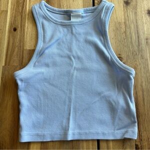 H&M Light Blue Ribbed Cropped Tank Top Size Small